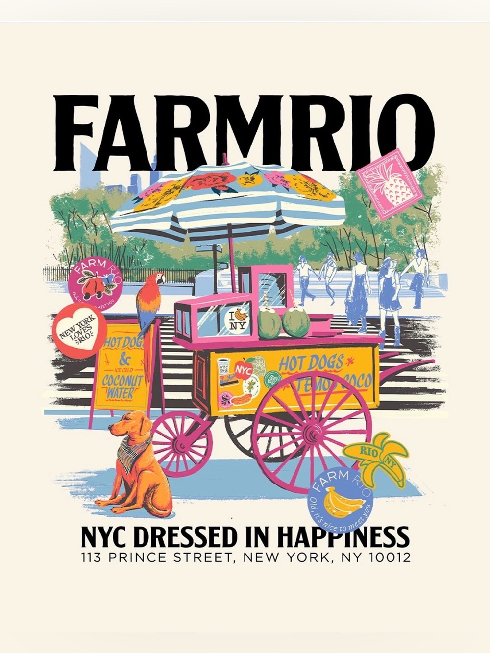 Farm Rio Soho NYC Dressed in Happiness Ecobag - Picture 2 of 6